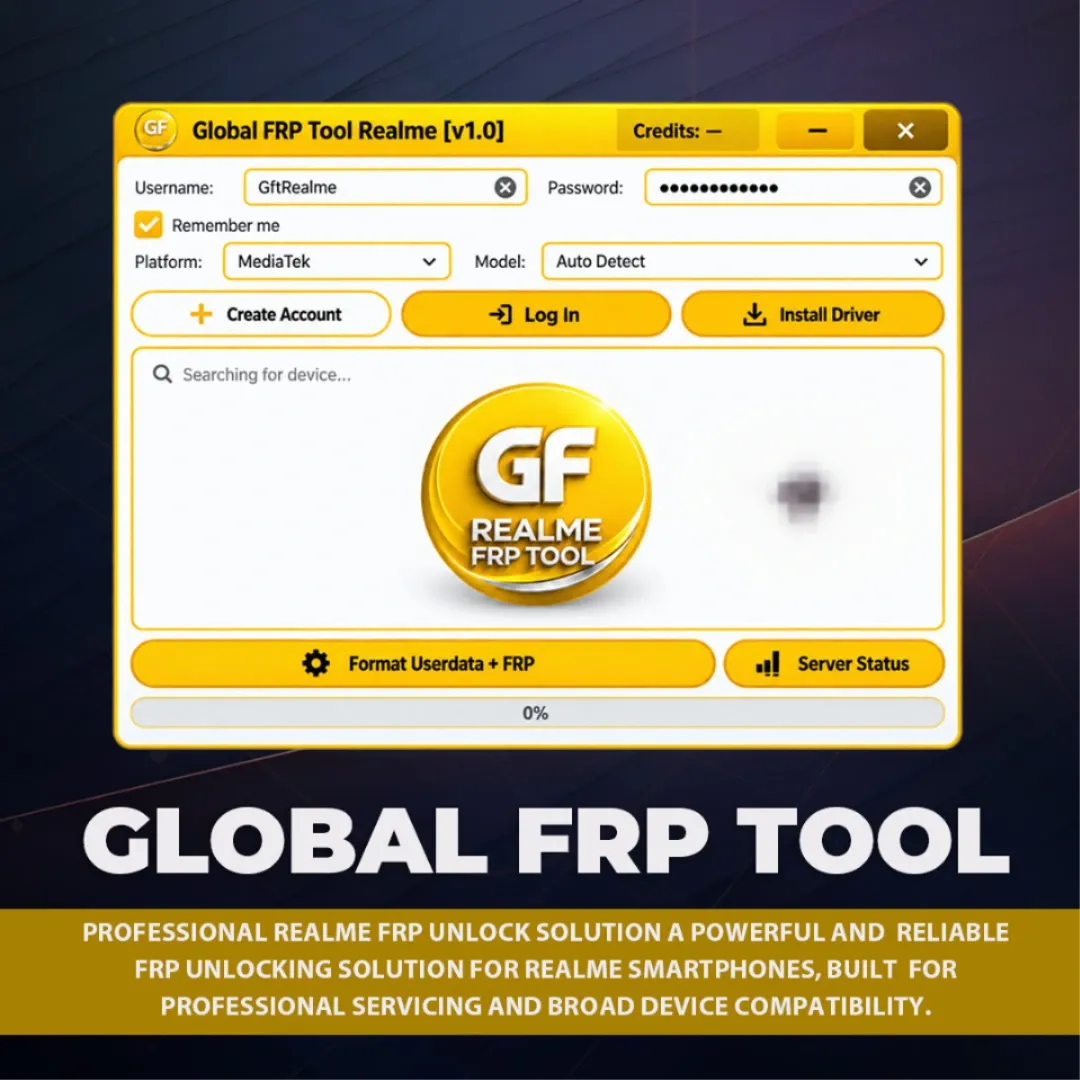 ( GFT ) Global Frp Tool Xiaomi FRP - Realme FRP Unlock Credit Any Qty [Existing Account]